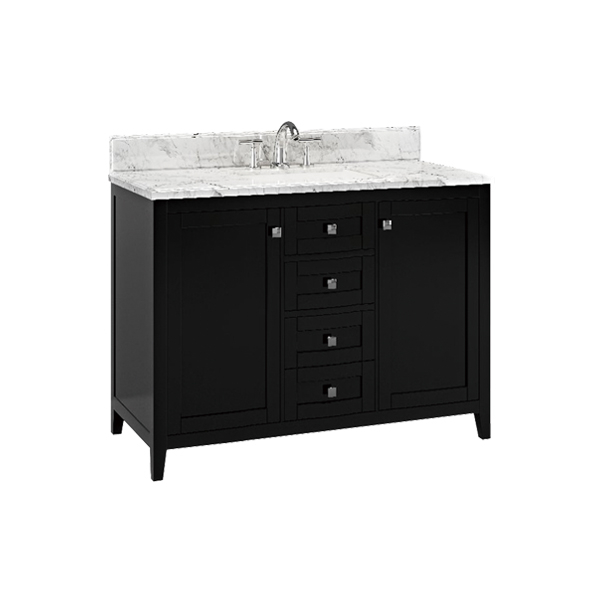 Coltrane 48-in Vanity Combo in Dark Espresso with 1in Thichness Authentic Italian Carrara Marble Top - V1.0