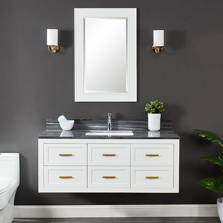 Ralph 48-in Wall Mount Vanity Combo in Dove White with Palissandro Blue Marble Top