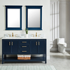 Manhattan 60-in Vanity Combo in Navy Blue with 1in Thichness Authentic Italian Carrara Marble Top - PlusV2.0