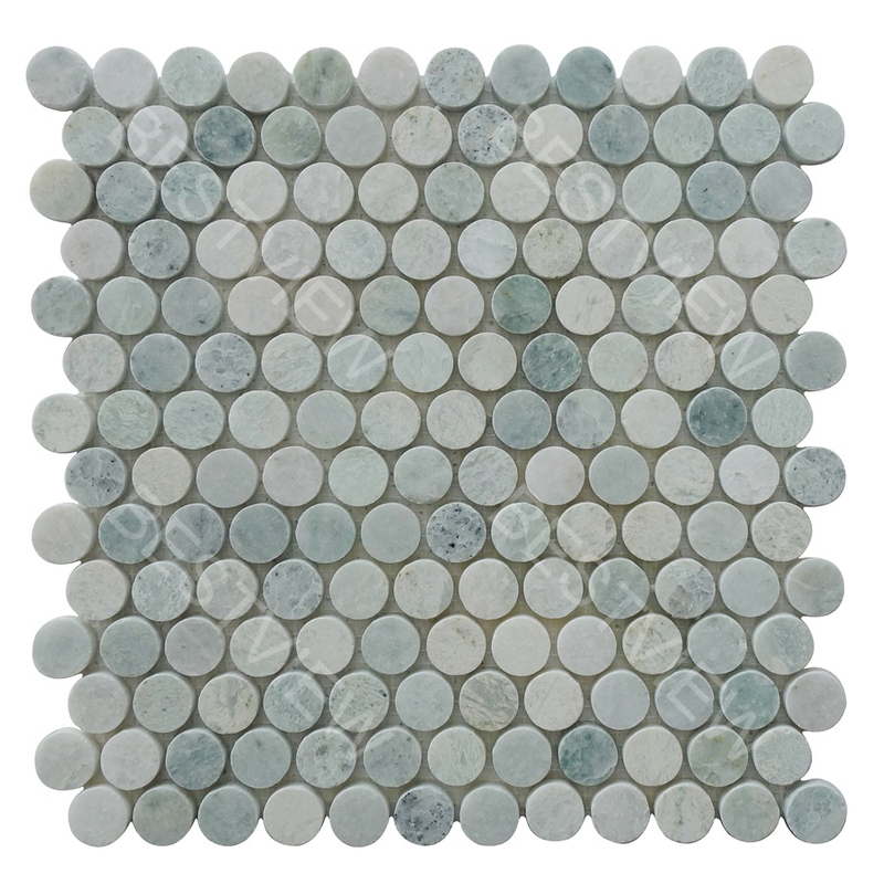Ming Green Mosaic Polished 1" Penny Circle 