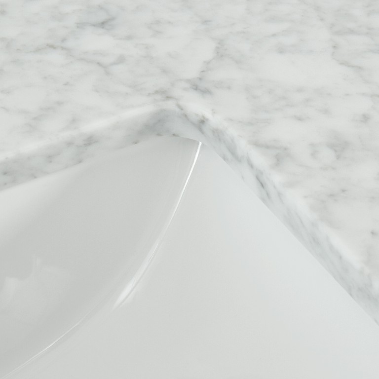 49 In. Bianco Carrara White Marble Vanity Top Premium 1 In. Thickness with White Sink