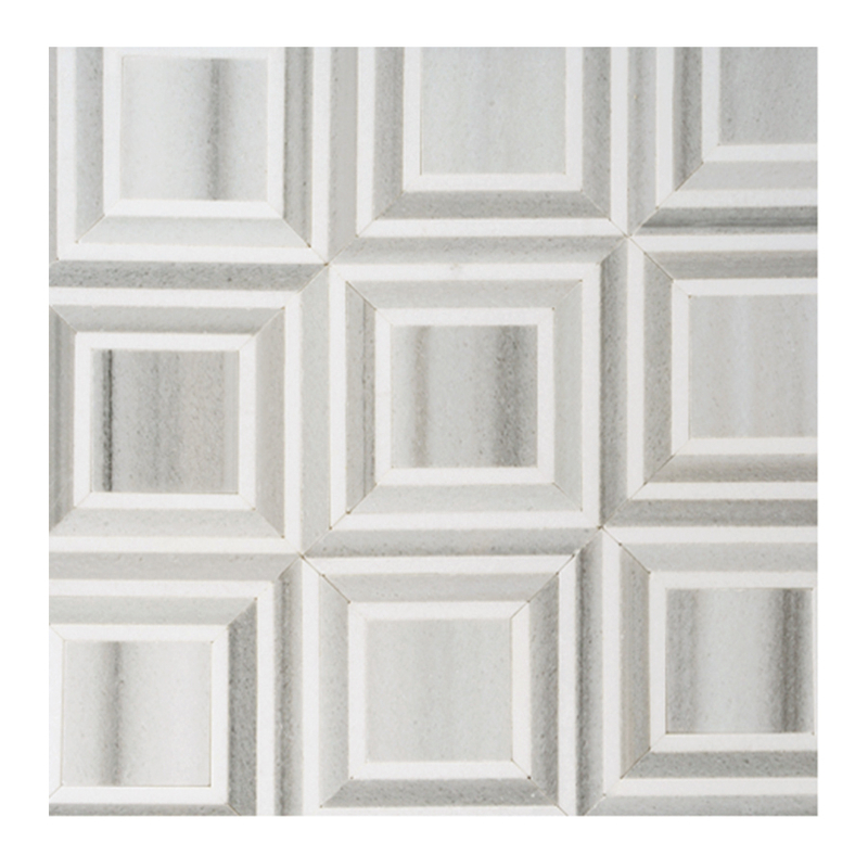 Wooden White & Thassos White Waterjet Mosaic