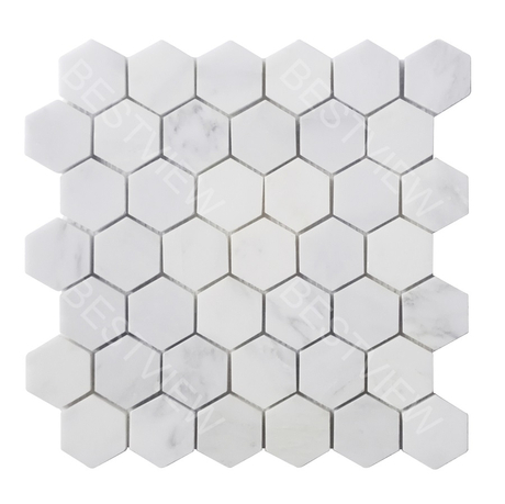 Oriental White Mosaic Honed 2" Hexagon 