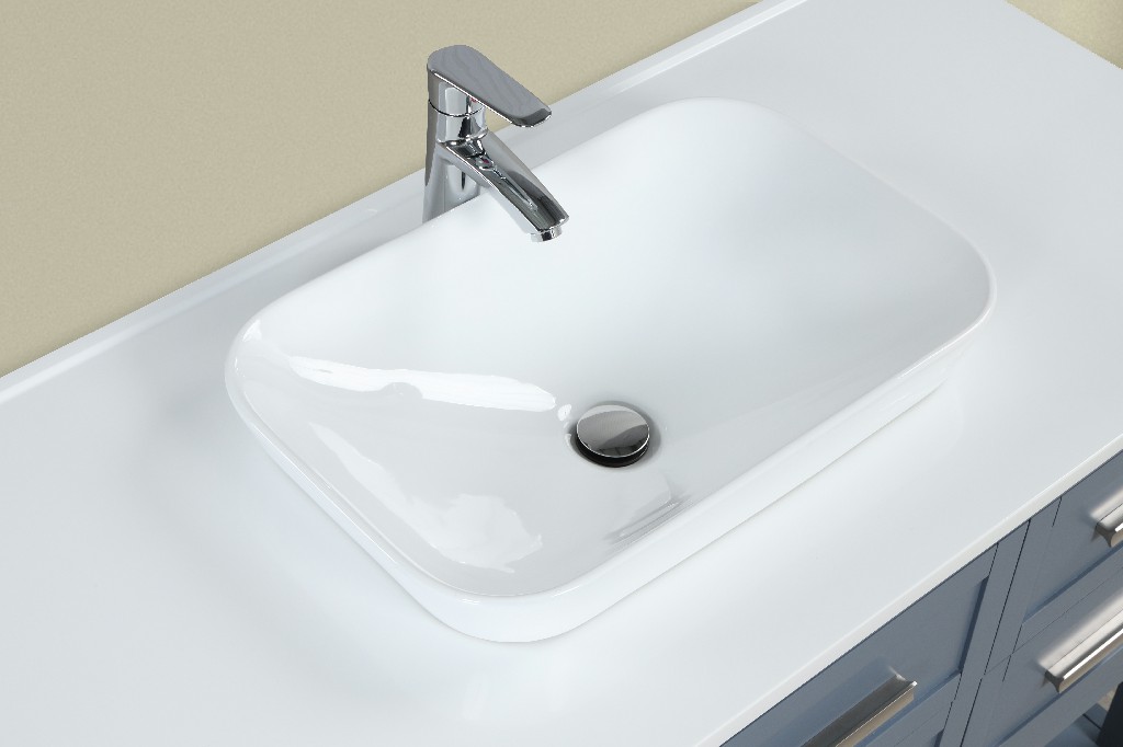 James 48-in Steel Bule Single Sink Bathroom Vanity with Cultured Marble Vanity Top