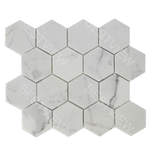Calacatta White Mosaic Honed 3" Hexagon
