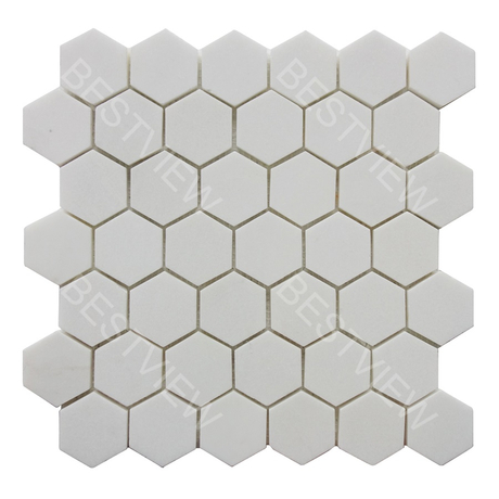 Thassos White Mosaic Polished 2" Hexagon 