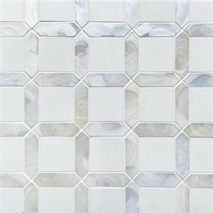 Thassos Marble And Hot Glass Mosaic 