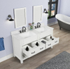 Farmington 60-in Vanity Combo in White with 1in Thichness Authentic Italian Carrara Marble Top - PlusV2.0