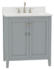 Coltrane 30-in Vanity Combo in Light Gray with 1in Thichness Authentic Italian Carrara Marble Top -plus V2.0