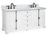 Icon 60-in Vanity Combo in Dove White with 1in Thichness Authentic Italian Carrara Marble Top - PlusV2.0