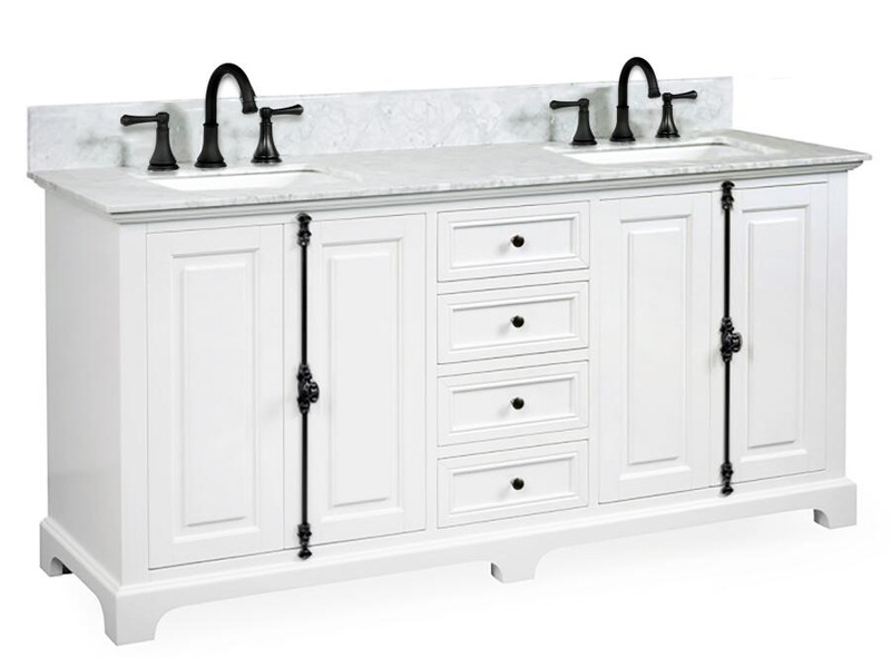 Icon 60-in White Single Sink Bathroom Vanity with Carrara Marble Vanity Top- V1.0