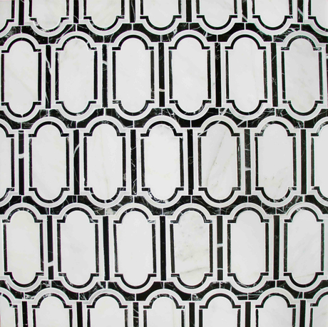 Oriental White & Black Marble Waterjet Windows 