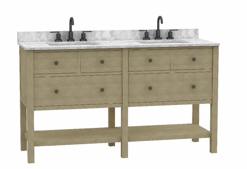 Encino 60-in Vanity Combo Light Oak with Carrara White Engineered Stone Top