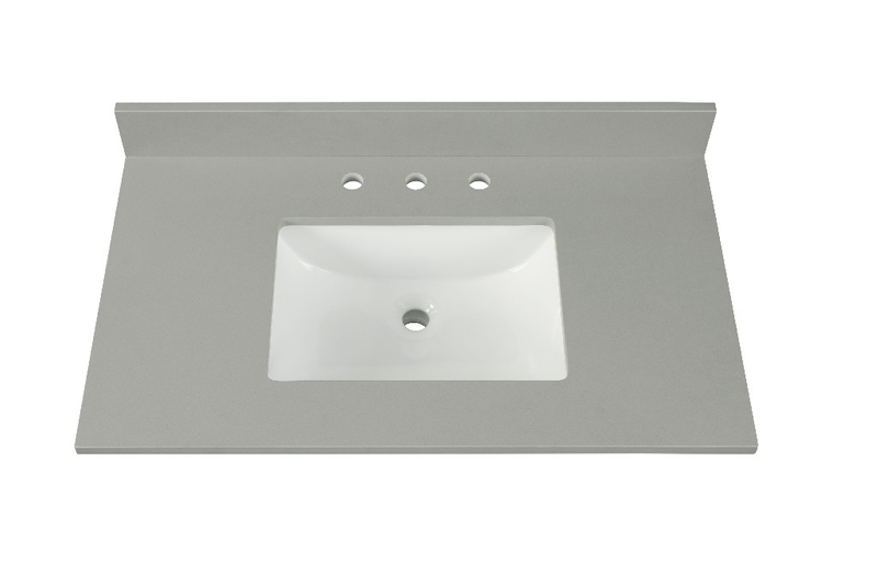 31-in Earth Gray Quartz Single Sink Bathroom Vanity Top