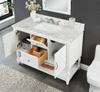Elizabeth 48-in Vanity Combo in Dove White with 1in Thichness Authentic Italian Carrara Marble Top - V1.0