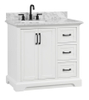 Rhoda 36-in Vanity in White with 1in Thichness Authentic Italian Carrara Marble Top