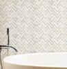 Calacatta White with Golden Metal Waterjet Mosaic Zigzag