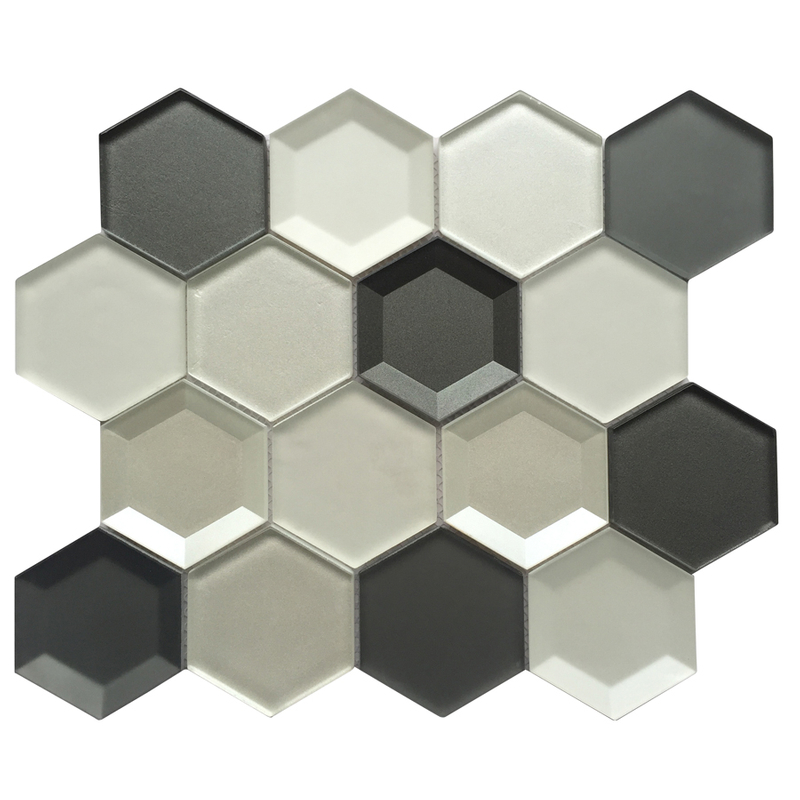 Mixed 3D Glass Mosaic Hexagon