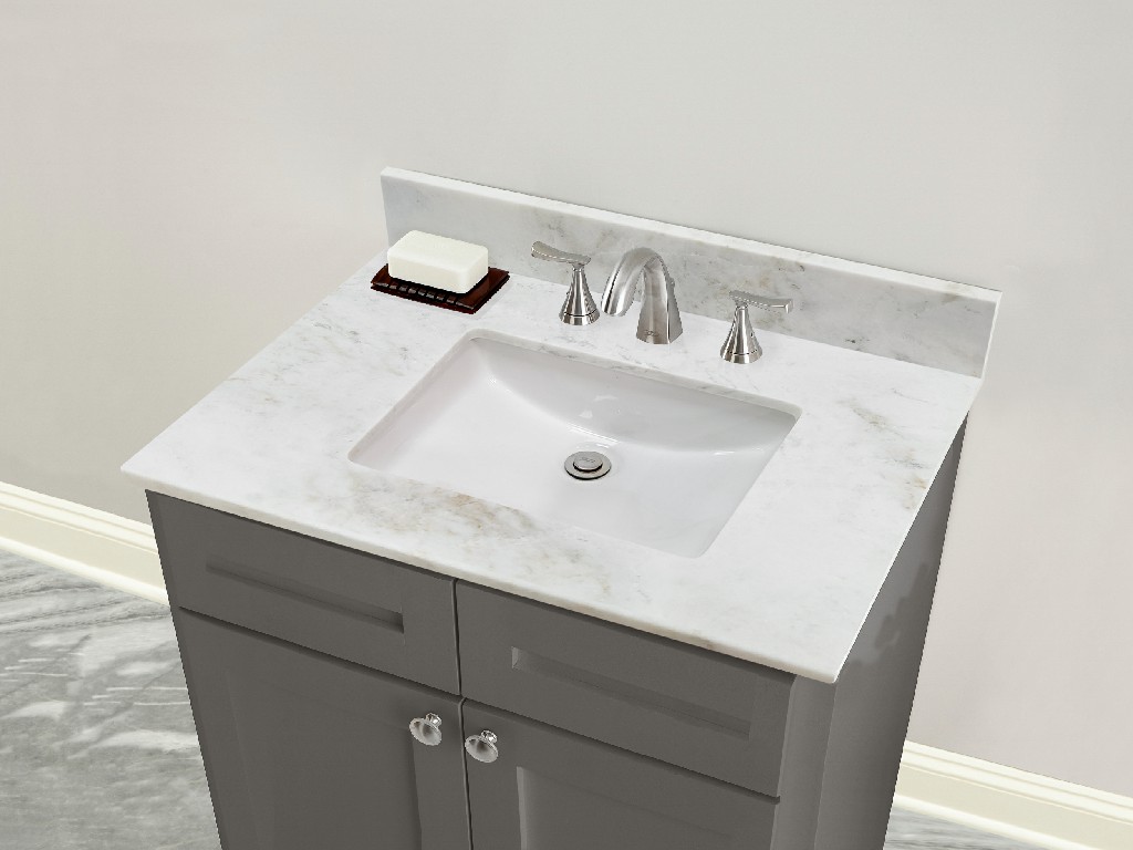 25-in Jazz White Marble Single Sink Bathroom Vanity Top
