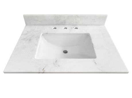 31-in Jazz White Marble Single Sink Bathroom Vanity Top