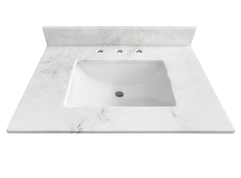 31-in Arabescato Marble Single Sink Bathroom Vanity Top ( Jazz White)