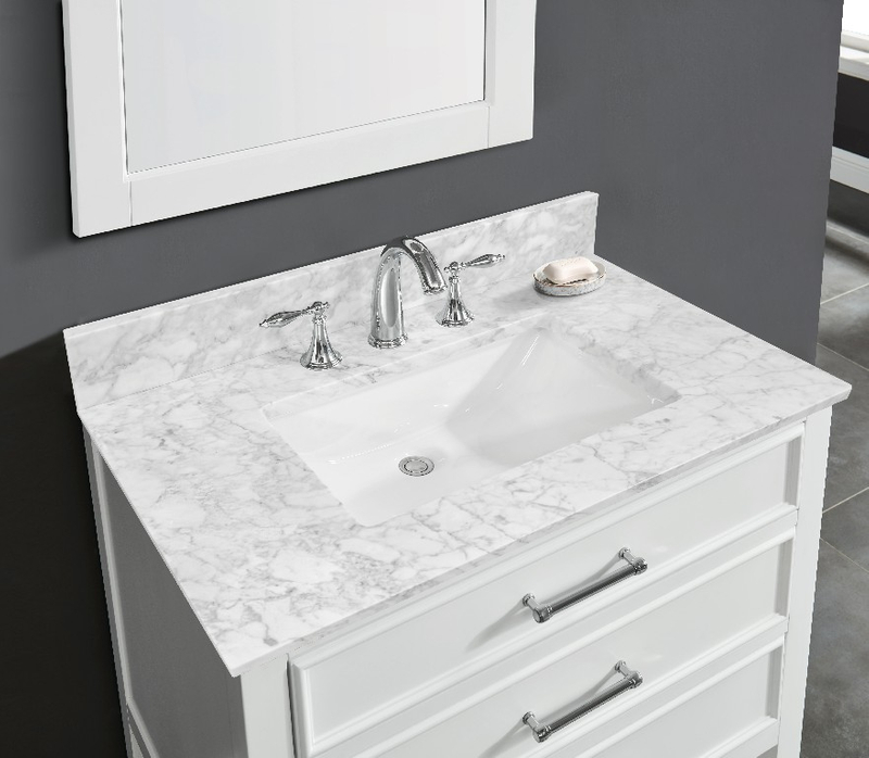 37 In. Bianco Carrara White Marble Vanity Top Premium 1 In. Thickness