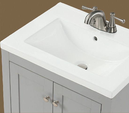 Adak 24-in Vanity Combo In Light Gray with Porcetain Top