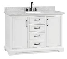 Rhoda 48-in Vanity in White with 1in Thichness Authentic Italian Carrara Marble Top