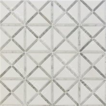 Biabco Carrara &Thassos White Waterjet Mosaic X Pattern