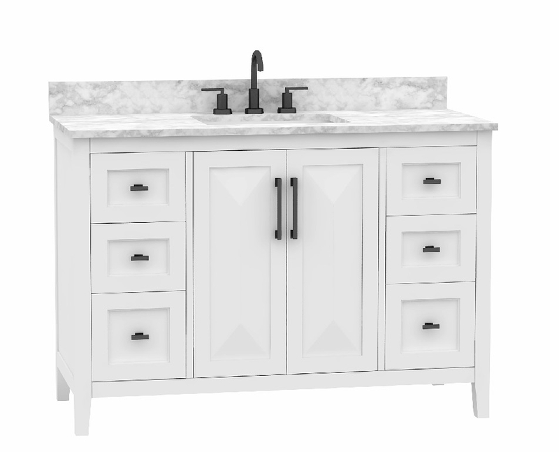 Smyma 48-in Vanity Combo Dove White with Carrara White Engineered Stone Top