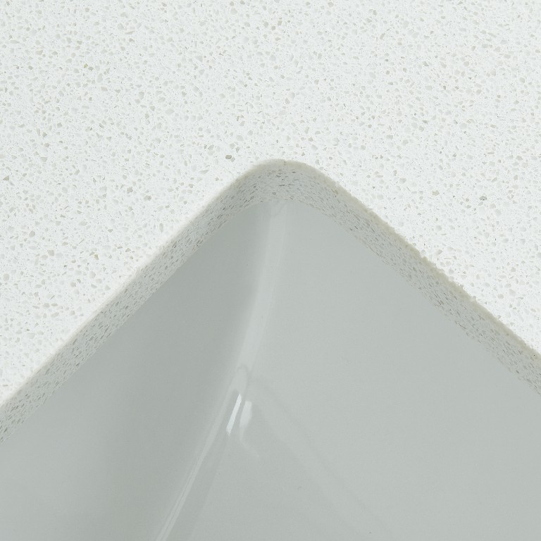 61-in White Pearl Engineered Marble Double Sink Bathroom Vanity Top ( Meridian White)