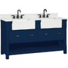 Farmington 60-in Vanity Combo in Navy Blue with 1in Thichness Authentic Italian Carrara Marble Top - Plus V2.0