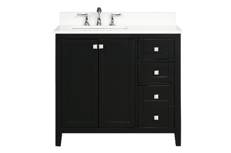Coltrane 36-in Vanity Combo in Dark Espresso with 1in Thichness Authentic Italian Carrara Marble Top - V1.0