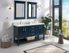 Manhattan 60-in Navy Blue Double Sink Bathroom Vanity with Carrara White Natural Marble Top- V1.0