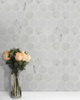 Calacatta White Mosaic Honed 3" Hexagon