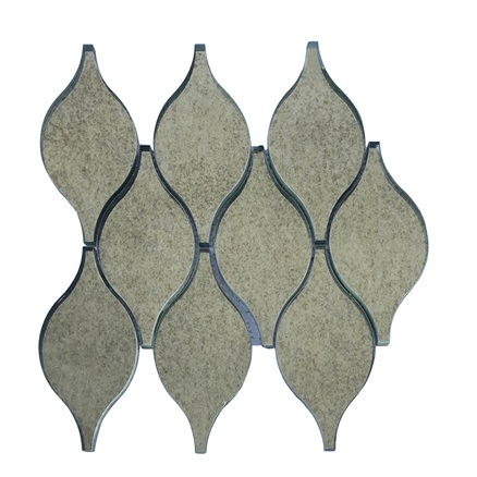 Soft Harmony Antique Mirror Glass Mosaic Feathers 