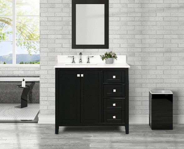Coltrane 36-in Vanity Combo in Dark Espresso with 1in Thichness Authentic Italian Carrara Marble Top - V1.0