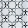 THASSOS CARRARA. BARDIGLIO AND NERO MARBLE WATERJET MOSAIC 000756