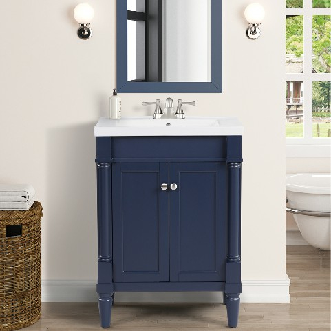 Torino 24-in Vanity Combo In Navy Blue with Porcetain Top