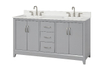 Luton 60-in Vanity Combo in Light Gray with Snow White Quartz Top 