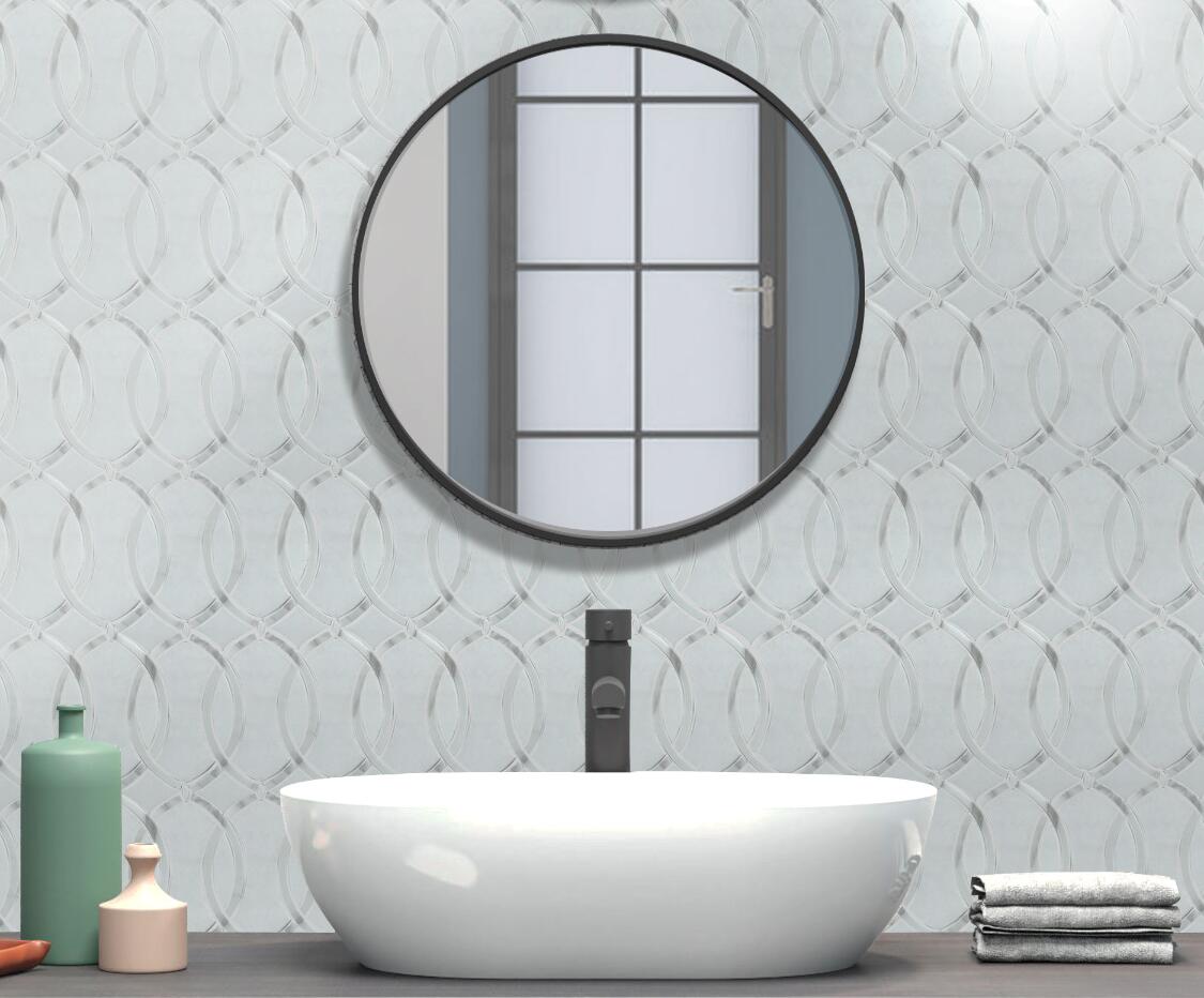 Thassos with Carrara White Waterjet Mosaic