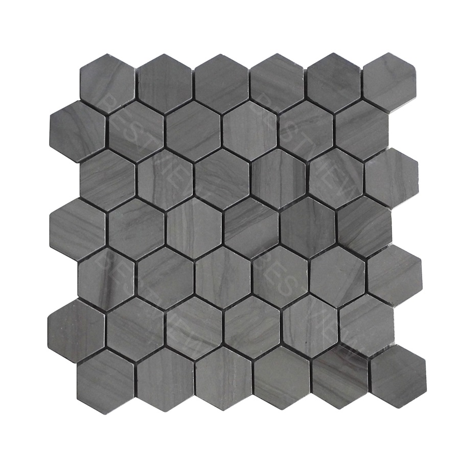 Athens Gray Mosaic Honed 2" Hexagon 