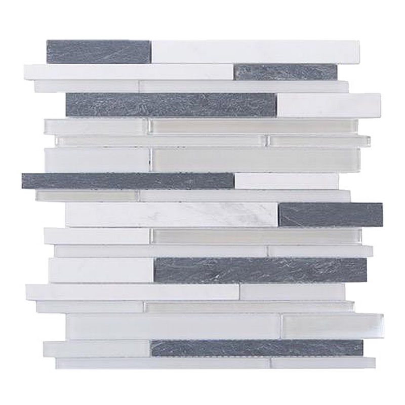 Iron Staircase - Marble, Slate & Glass Mosaic Random Strips