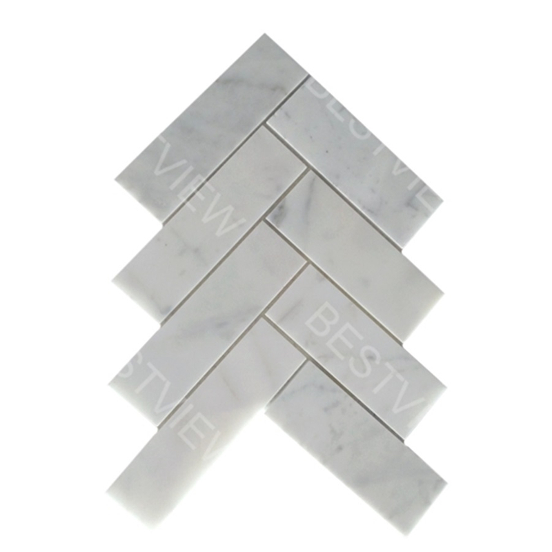 Calacatta White Mosaic Polished Herringbone