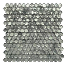Blue & Gray Textured Pattern Glass Mosaic Penny Round