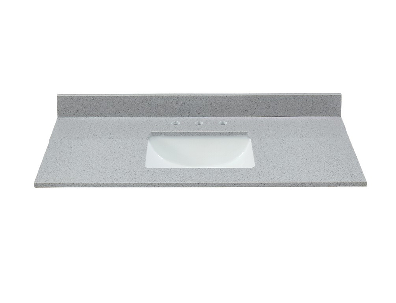 43-in Koala Gray Engineered Marble Single Sink Bathroom Vanity Top (Meridian Gray)