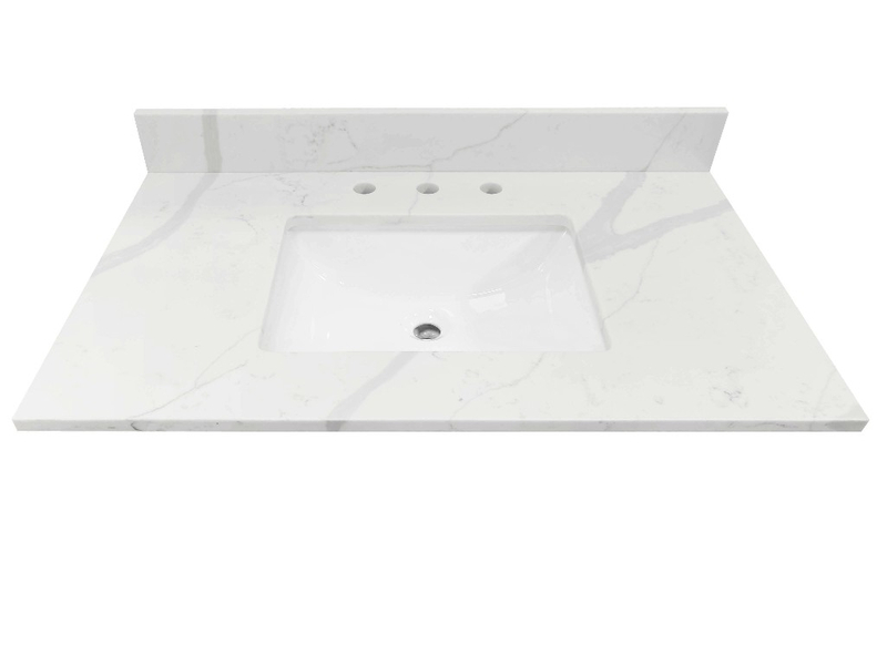 43-in Statuario White Quartz Single Sink Bathroom Vanity Top （calacatta）