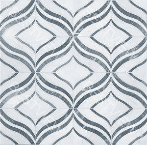 Lily - Thassos White & Palissandro Marble Waterjet Mosaic