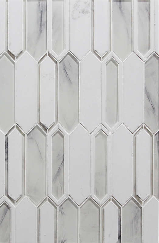  THASSOS MARBLE WITH INKJET GLASS MOSAIC 001106