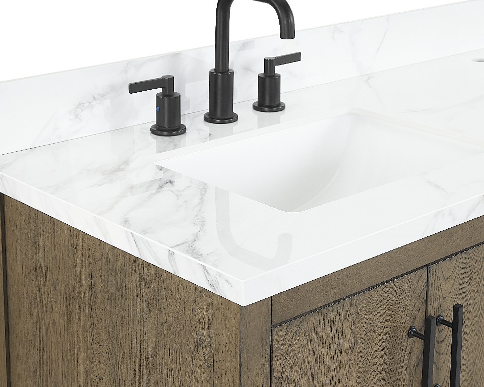 Solon 36-in Vanity ComboAntique Elm with Calacatta Sintered Stone Top